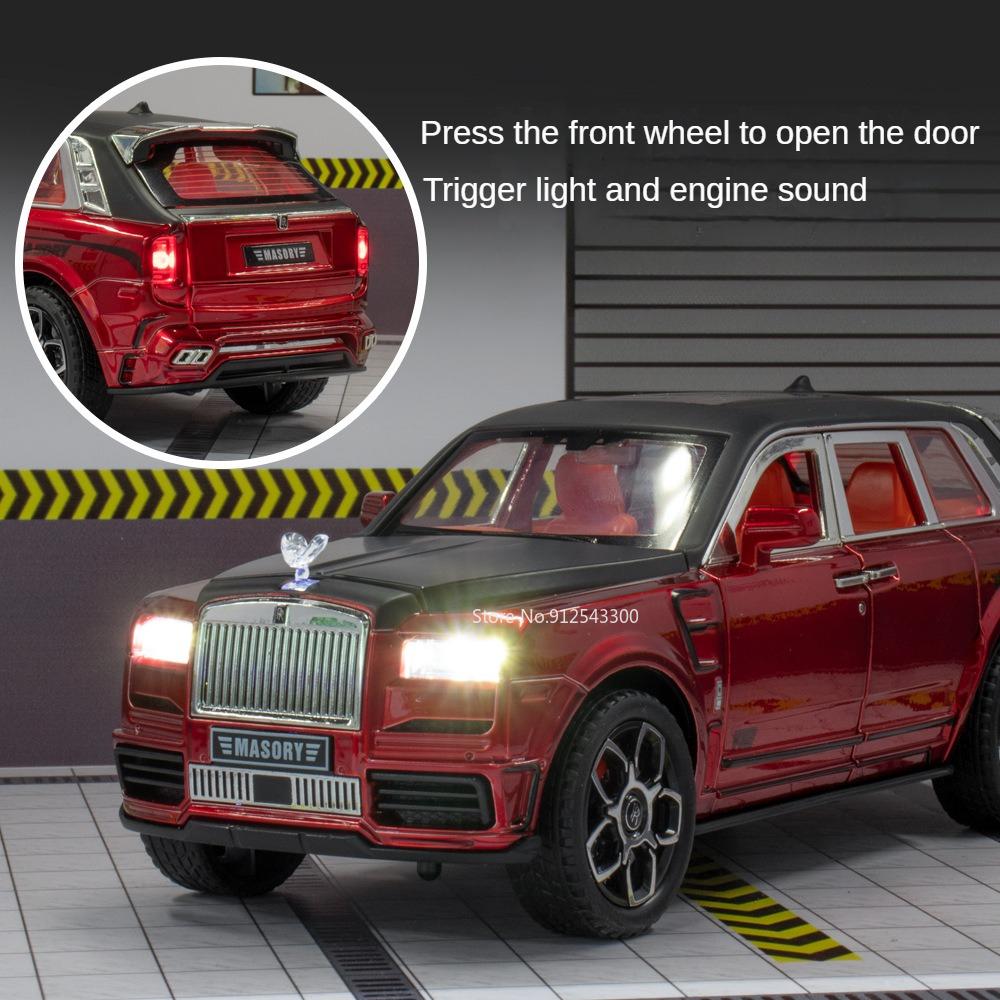 1:24 Rolls Royce Cullinan Masory Phantom Car Model Toy Alloy Body Diecast Metal SUV Models Simulation Sound Light Kids Presents