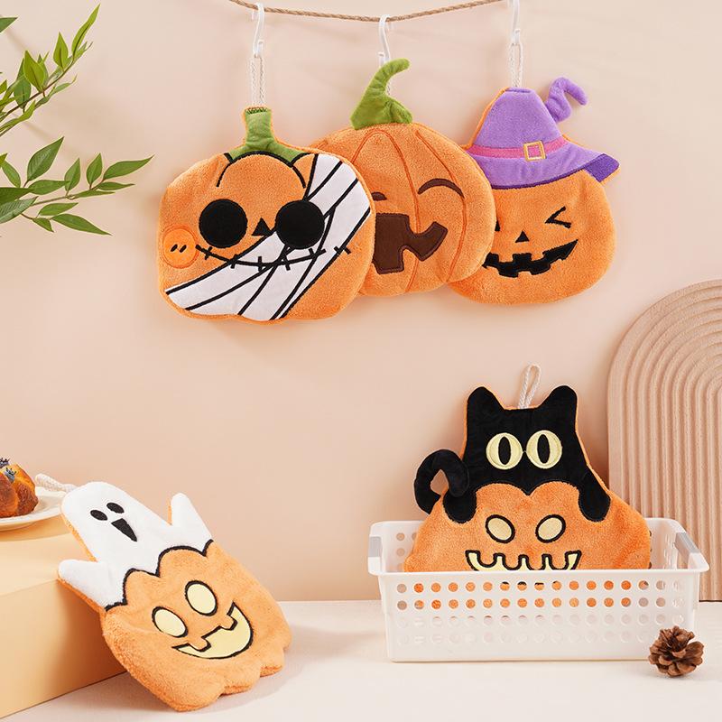 Halloween Handtücher Ultra Saugfähig Korallenfleece Kürbis Geist Pirat Handtuch Mit Aufhängeschlaufe Für Zuhause & Küche