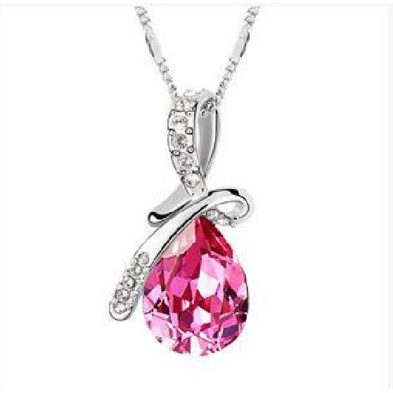 C125 Japanese and Korean Hot Trend Accessories Angel's Tears Water Drop Crystal Pendant Necklace Set