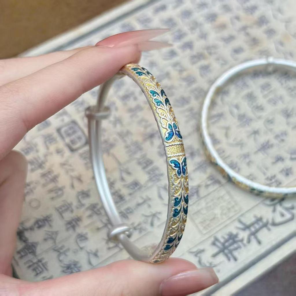Gold Enamel Butterfly Bracelet for Zodiac Year, Women's Gift