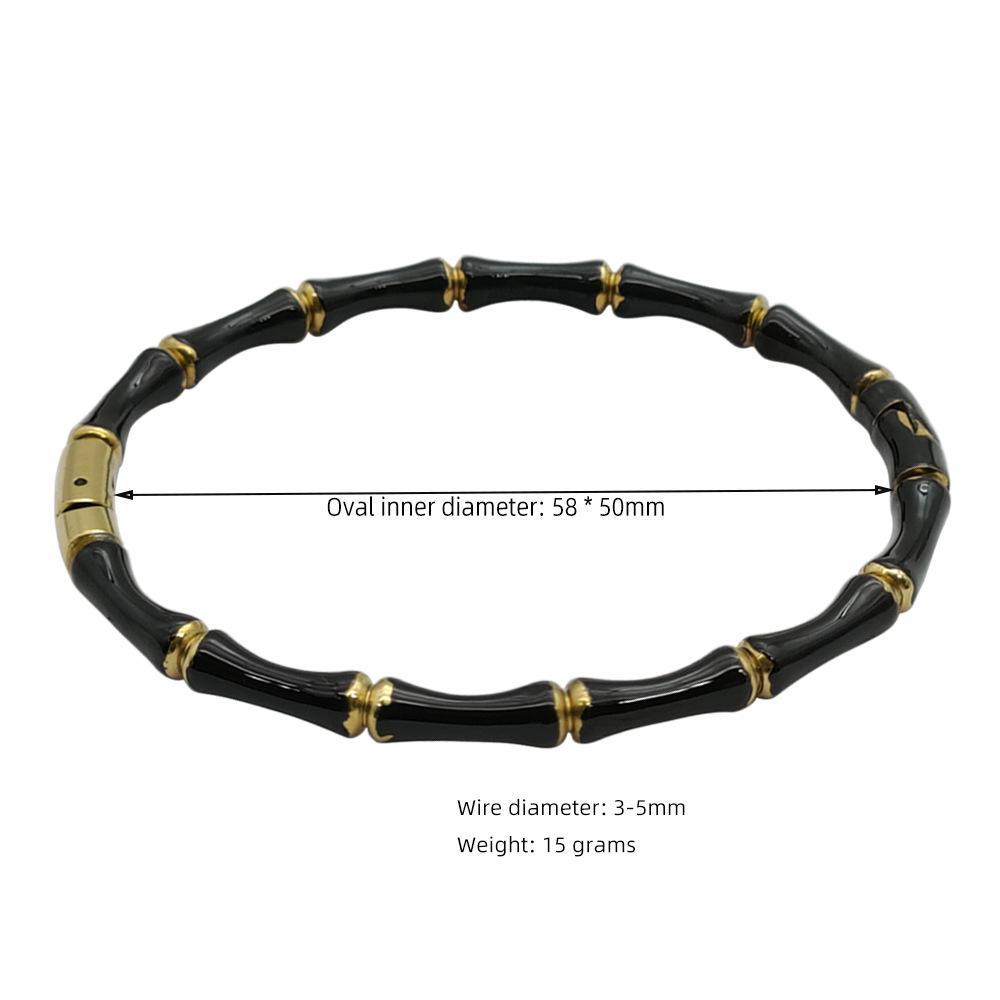 Gold Bamboo Pattern Women's Bracelet with Colored Epoxy Resin