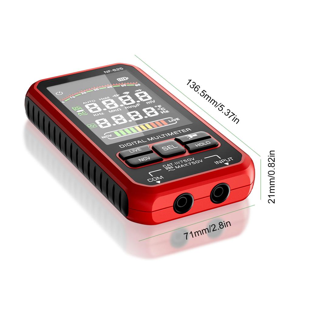 Smart Digital Multimeter, 6000 Counts, Rechargeable Multitester with Large LCD Display, ACDC