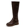 Large Size Thick Heel Long Tube Solid Color Locomotive Boots Women's New Side Zipper Leather Boots Martin Boots
