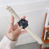 Black Vegan Leather Watch Band With Silver Buckle For Samsung Galaxy Watch3 41mm, Adjustable Replacement Wrist Strap