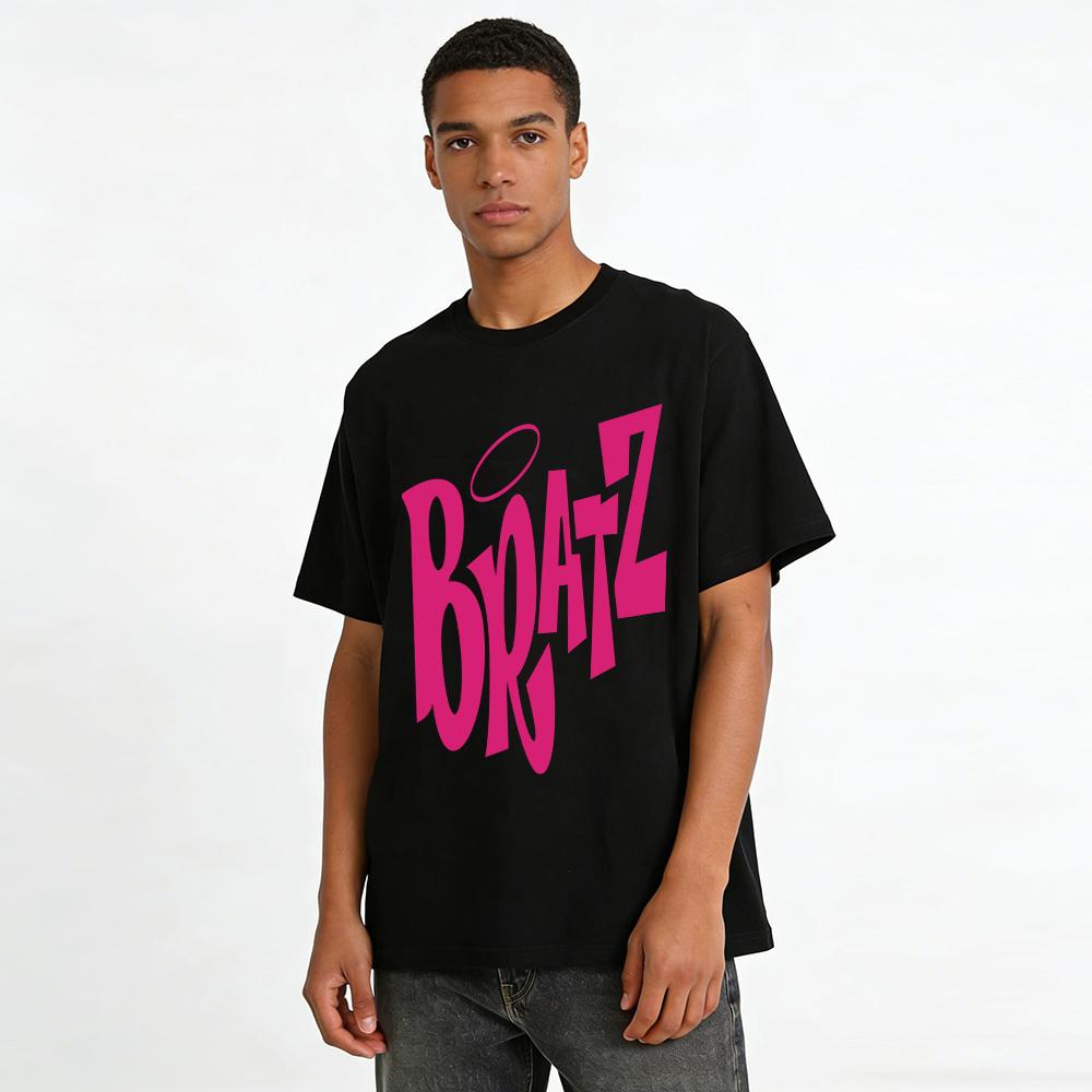 Bratz Doll Print Casual T-Shirt for Women Girls Y2K Style Streetwear Crew Neck Short Sleeve Top Pure Cotton T-shirt