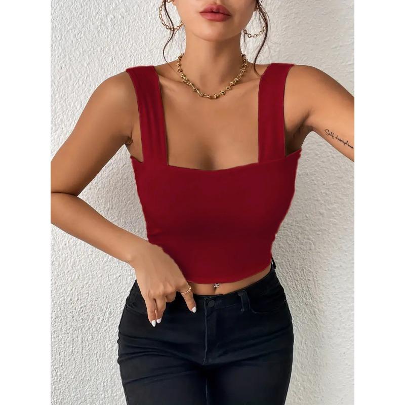 Summer New Women's Camisole Sexy Slim Hot Girl Wide Shoulder Strap Sleeveless Top