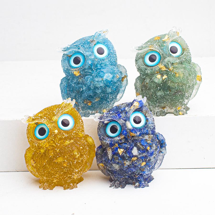 Natural Crystal Owl Car Ornament For Office Desk Decor Gift For Kids
