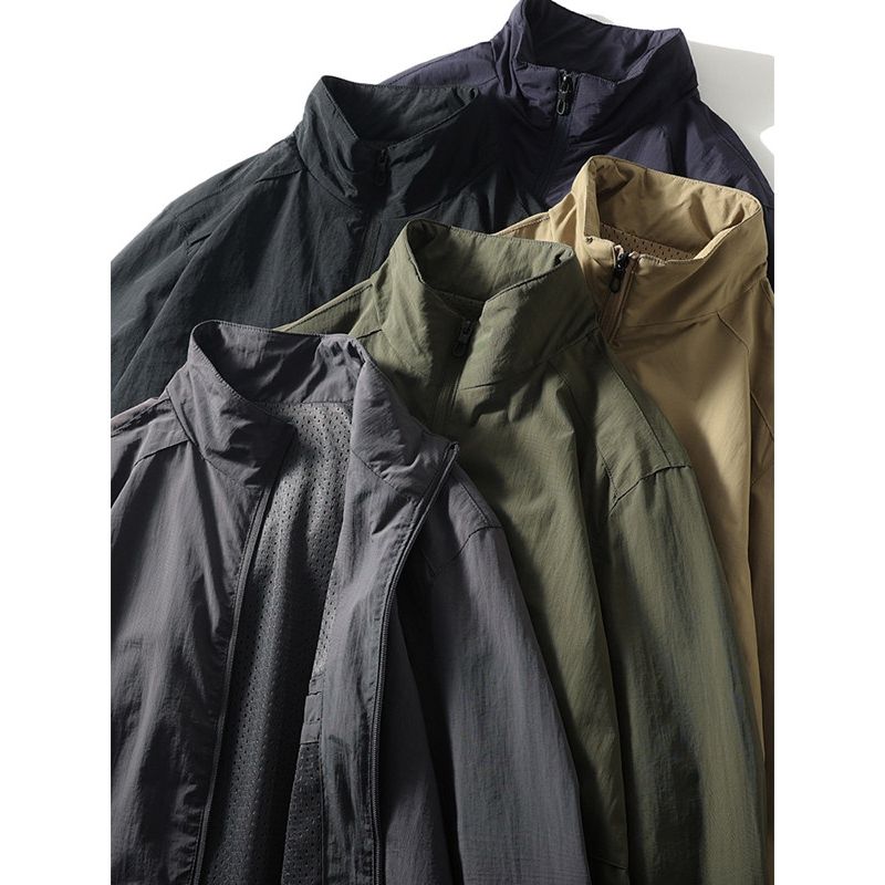 Outdoor Sports Leisure Stand Collar Windproof Cardigan Outerwear Men's Spring and Autumn Thin Trench coat Foreign Trade Men's Waterproof Jacket
