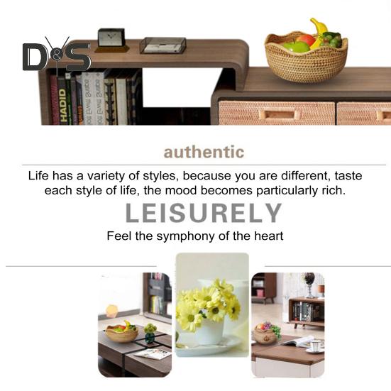 Oppbevaringskurv i rotting Rund serveringskurver til stue Håndvevd fruktskål Brødkurv til kjøkkenbenk