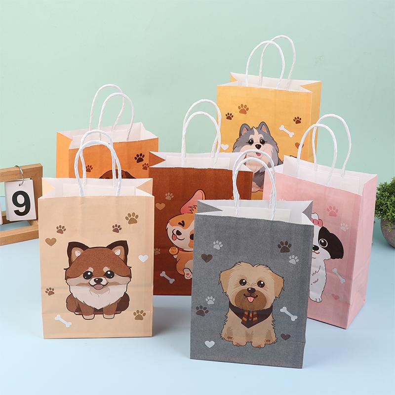 6 stuks honden papieren zak met handvat honden verjaardagsfeest snoep traktatie zak kind verjaardagsfeest bedankzakje bruiloft babyshower benodigdheden