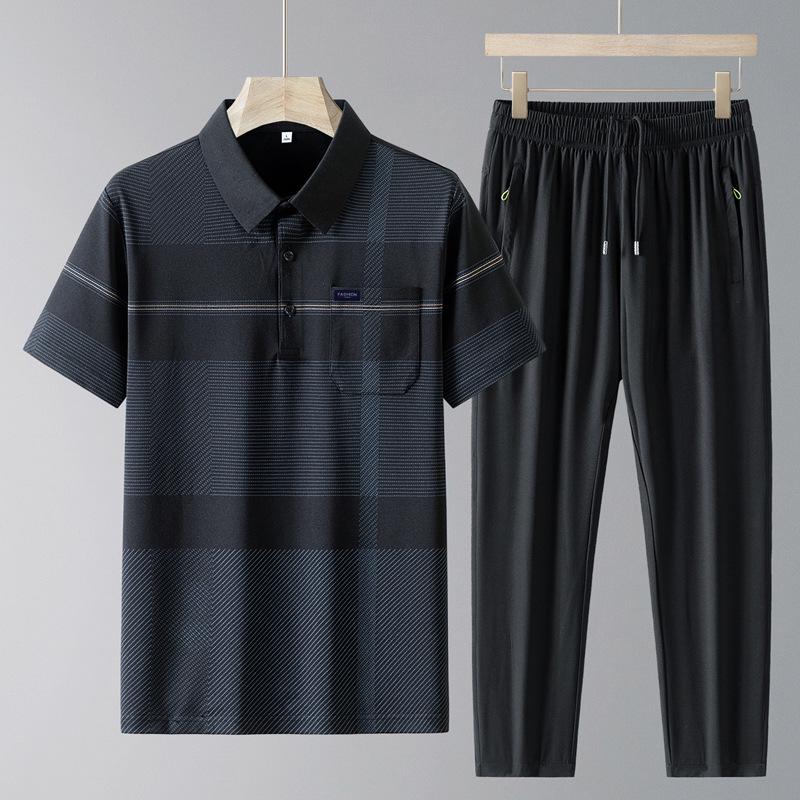 Summer 2024 Father's Day Polo Set for Middle-Aged Men - Short-Sleeve Sportswear for Dad (50-60 Years)