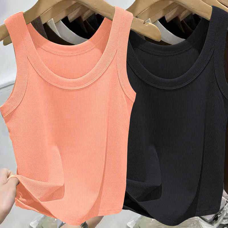 Modal Ribbed Spaghetti Strap Tank Top - Women's Versatile U-Neck Solid Color for Spring/Summer, Sports, Yoga, Base Layer.