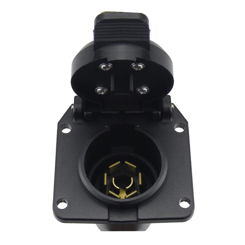 7 Pin Trailer Socket RV Trailer Connector Black Plastic Housing Long-lasting Use For US Vehicles For Most 7-pin RVs