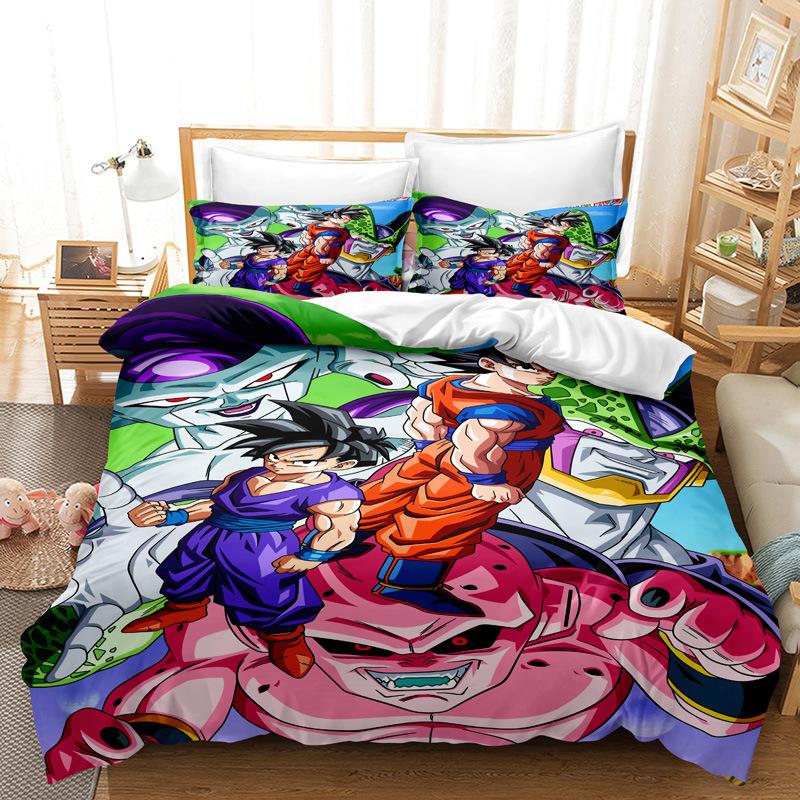 Goku Super Saiyan Duvet Cover Pillowcase Japanese Anime Dragon Ball Bedding Set 2/3pcs 3D Prints for Teens Quilt Cover