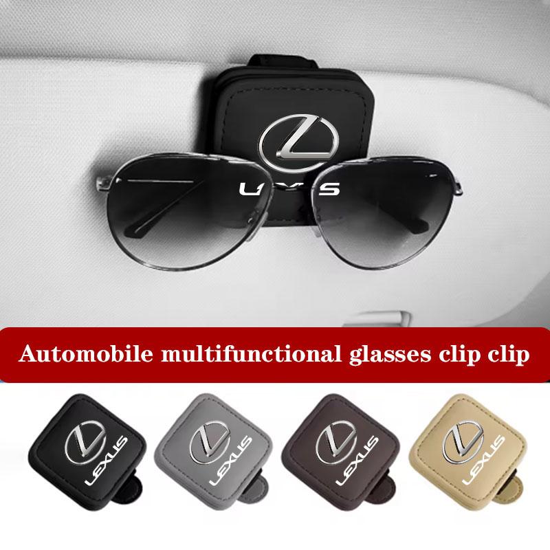 Car Sunglasses Holder Magnetic Leather Clip Ticket Holder For LEXUS RX300 RX330 RX350 IS250 LX570 Is200 Is300 Ls400 Accessories
