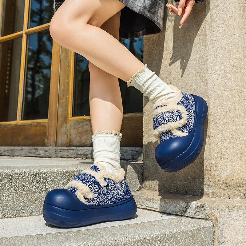 

Fashion Women s Outdoor Warm Shoes 2025 Winter New Fashion Thicken Plush Cotton Shoes Non Slip Height Increase Comfortable Snow Boots 36-37 синий