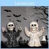 Elegant zwart-wit beeldje van een skeletspook van hars met belletje voor Halloween