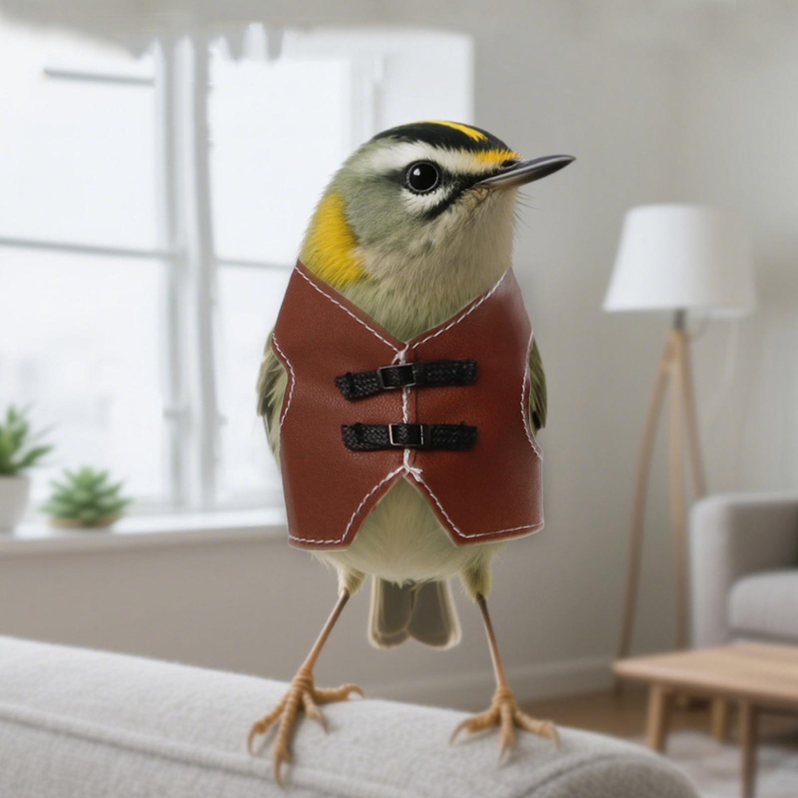 

Adjustable Vintage Leather Vest for Pet Birds Bird Clothing Accessories S