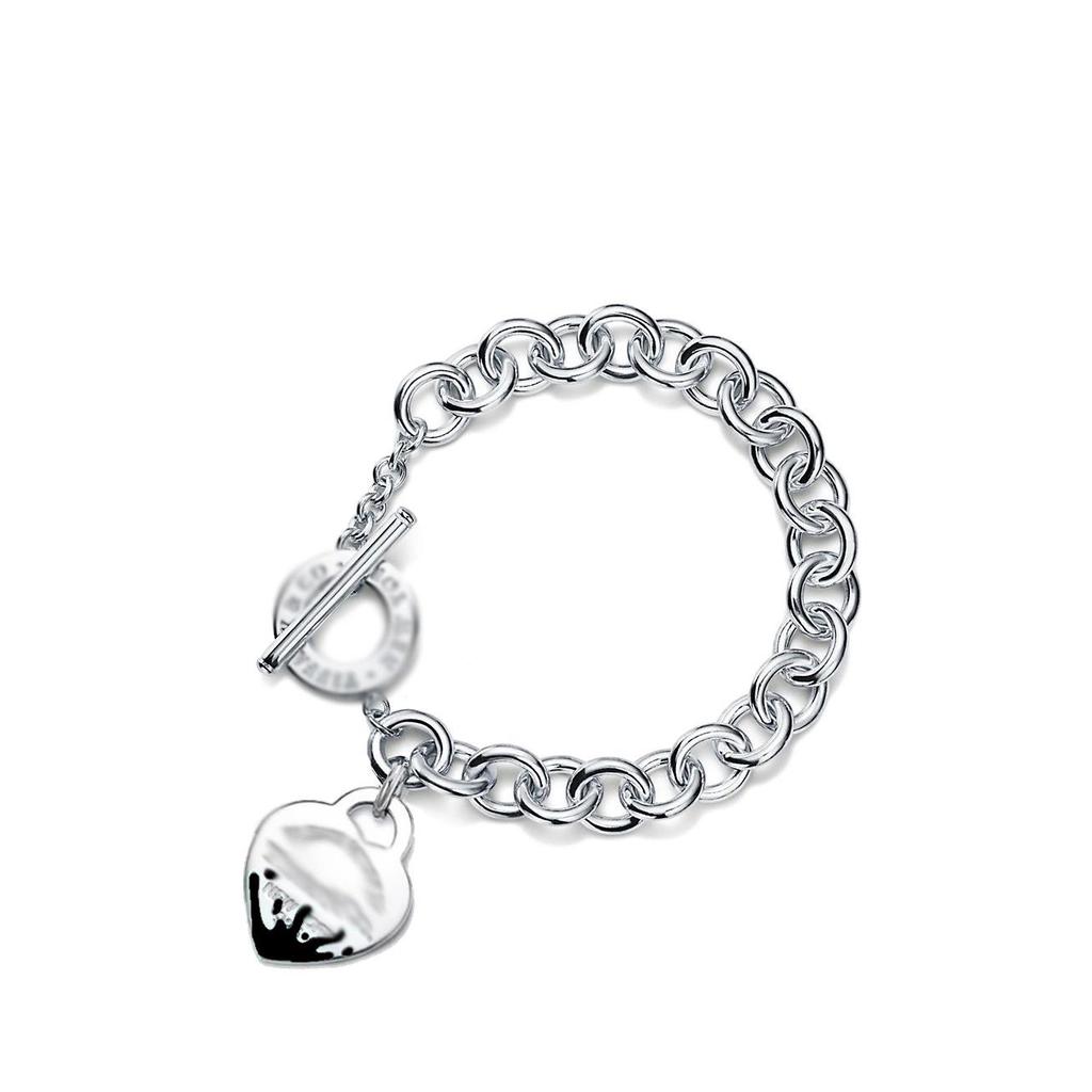 Classic Enamel Heart Bracelet for Women with Clasp Heart Pendant