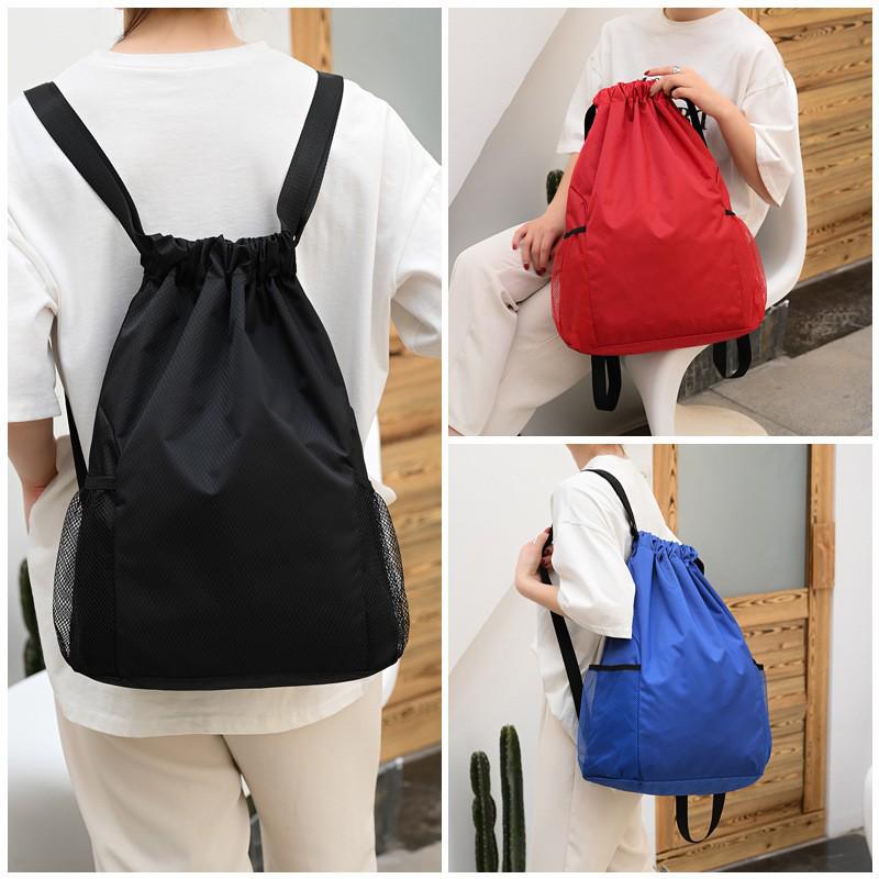 Unisex Logo Print Drawstring Backpack - Large Capacity Sports & Fitness Bag