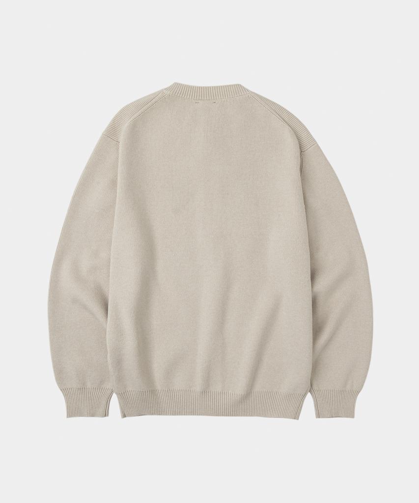 LETTERCOMO [Free Scarf] Essential Plain Round Knit Cardigan Cream