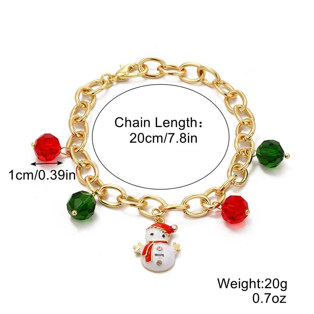 European and American Snowflake Crystal Beaded Christmas Bracelet Set for Women