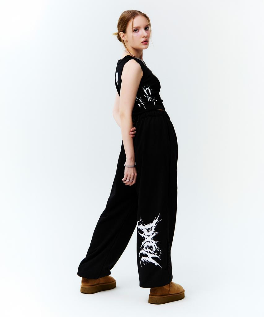 D.XO.H Spring/Summer Bag Street Logo Long Wide Pants Black
