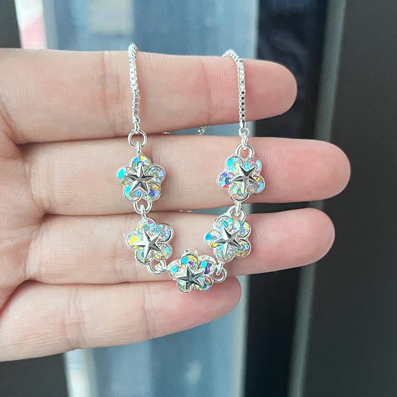 Elegant Inlaid Rhinestone Korean Bracelets Gold Colour Flower Charm Bracelet For Women Fashion Jewelry Accessories Party