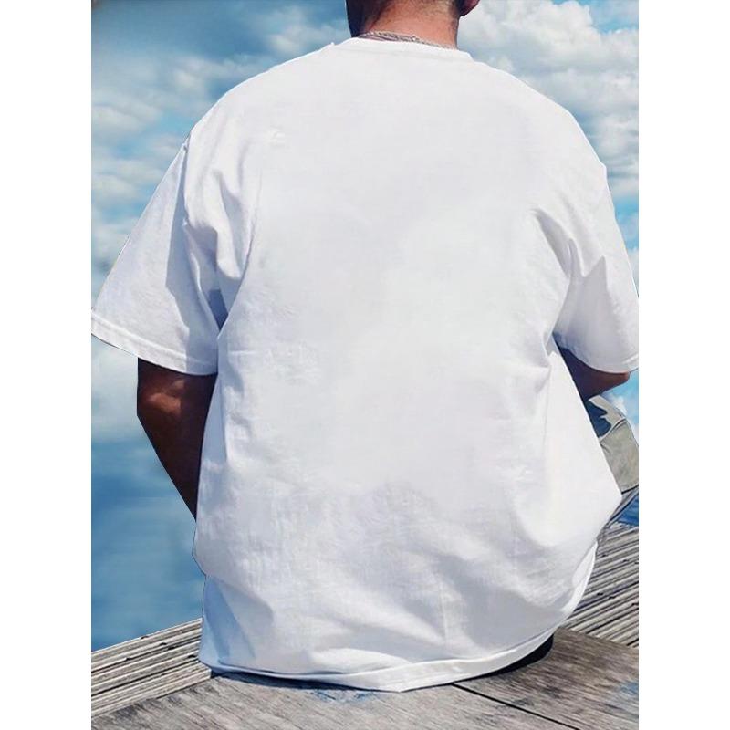 European Sizes Men's T-Shirt with Edgy Gothic Streetwear Design - Short Sleeve Round Neck Tee, Skull & Bone Print for Casual Wear, Gym