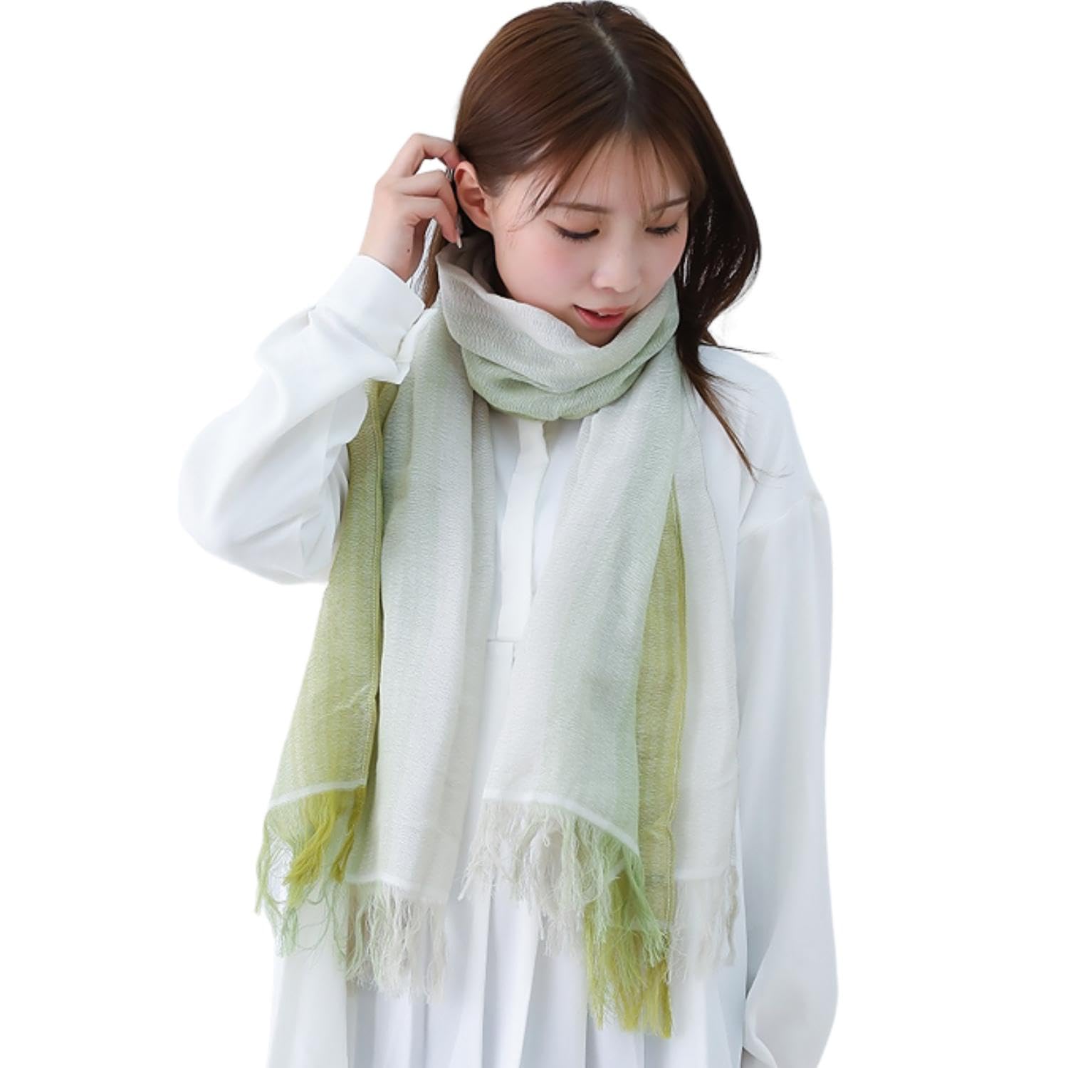 

Imabari Stole Imabari Towel Stylish Cotton Spring Summer Autumn Scarf IMABARI Scarf Gradient Stole Green x Light [Plaisir Wig] Women s (Light Green)