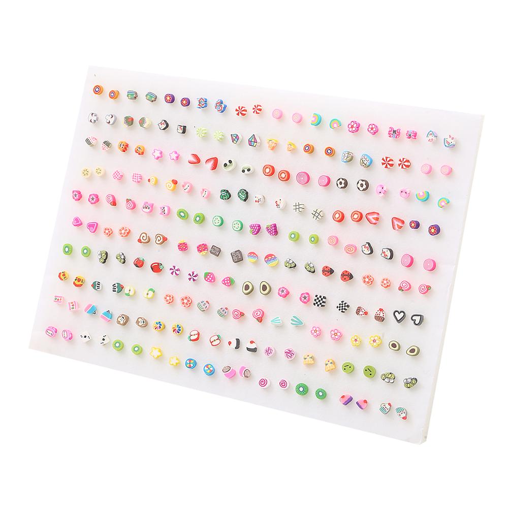 100Pairs Acrylic Crystal Heart Star Moon Small Stud Earrings Set For Women Girl Animal Flower Plastic Earring Trend Jewelry