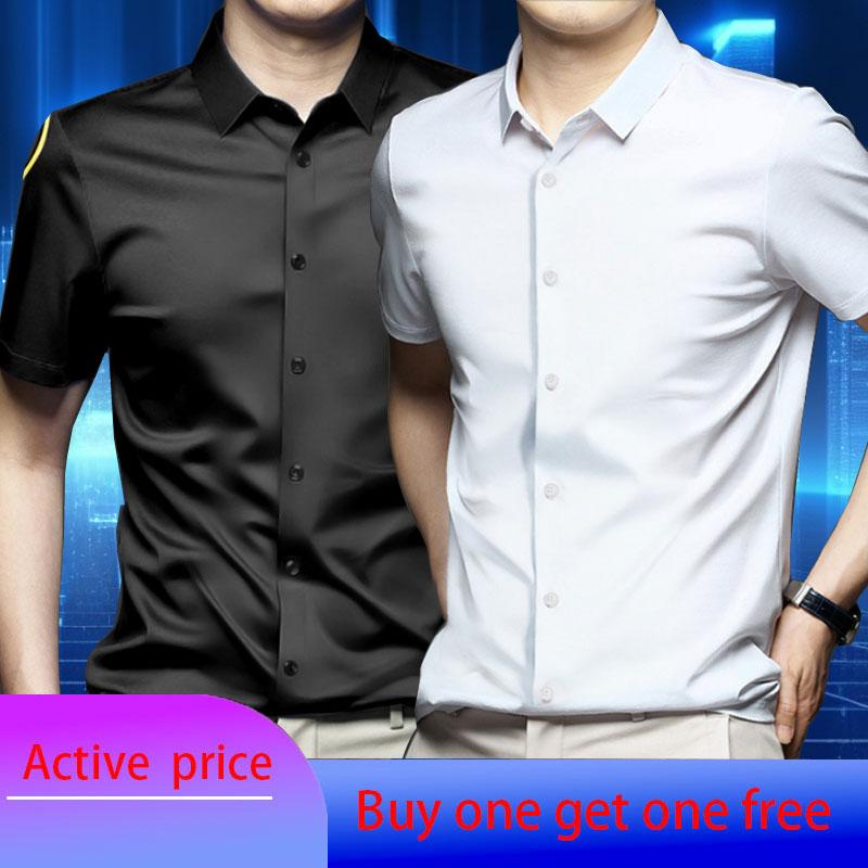 6XL Men's Short Sleeve Shirt Summer New Style Ice Silk Ice Feeling High Quality Large Size No Iron Business and Leisure