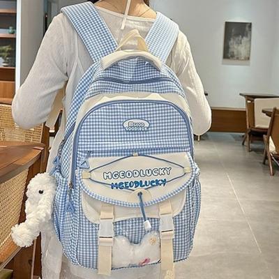 New High-value College Style, Fresh and Sweet Plaid Backpack, Large-capacity Backpack for Junior High School Students