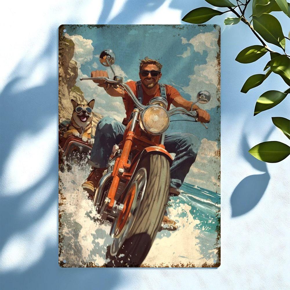 Vintage Motorcycle Metal Tin Sign Retro Biker Garage Wall Decor Industrial Style Art