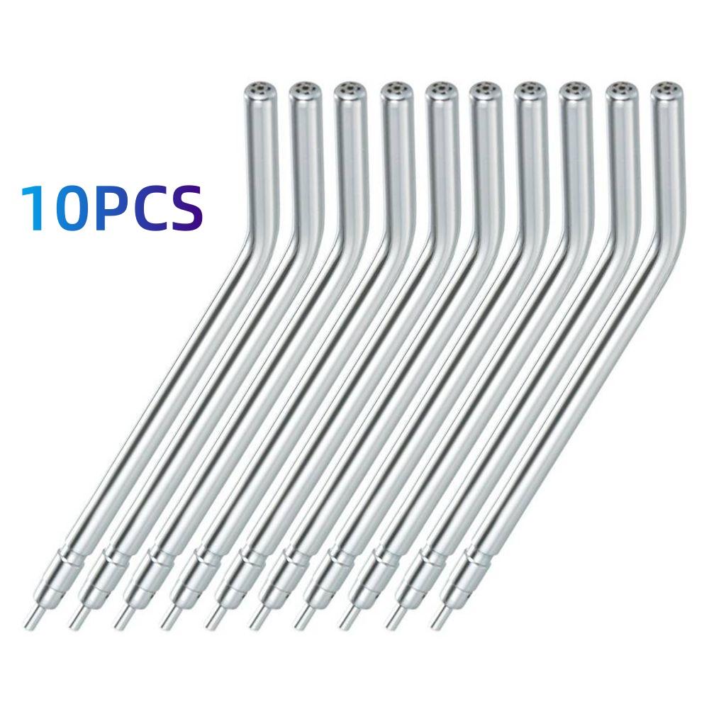 10Pcs Dental Spray Nozzles Tips Stainless Steel 3 Way Air Water Syringe Spray Nozzles Tubes