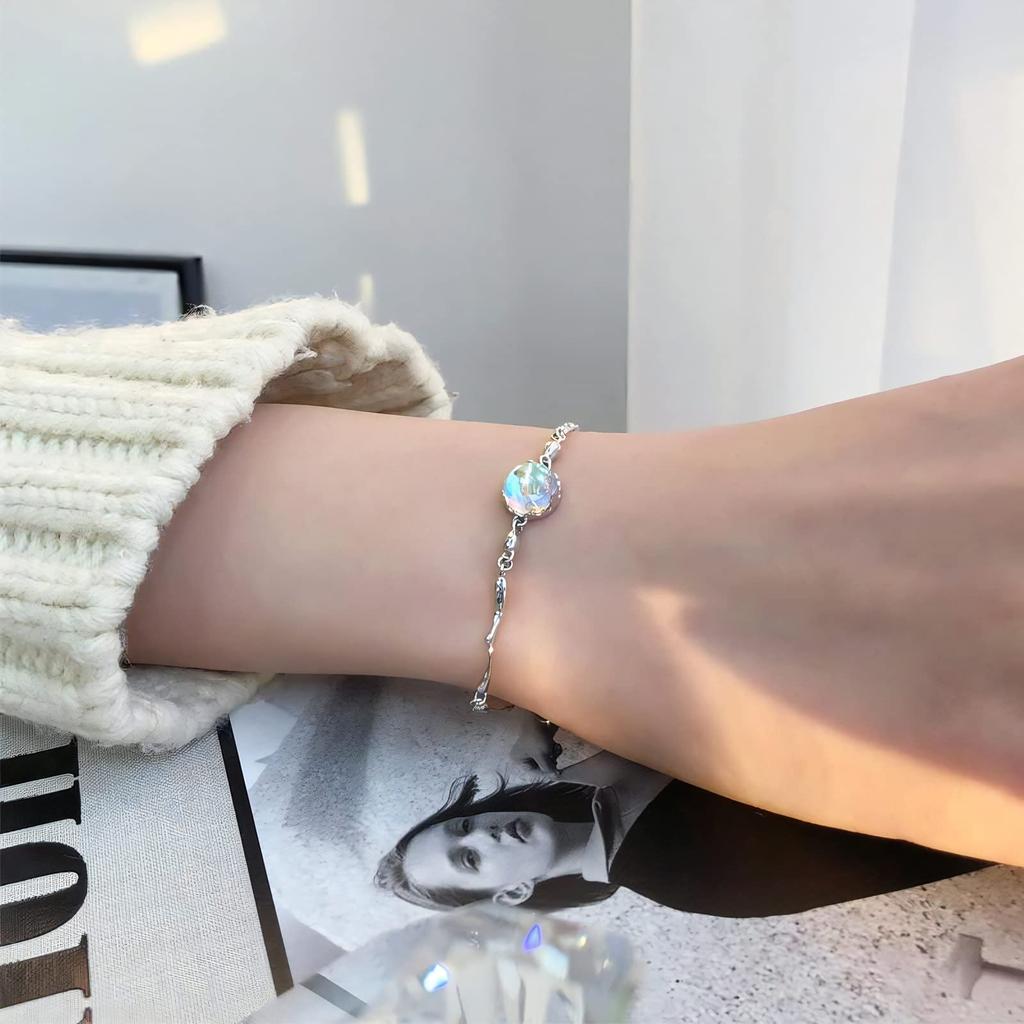 PRIVIE Royal Blue Moonstone S925 Sterling Silver Perfect as a Gift Women's Bracelet, Bangle,