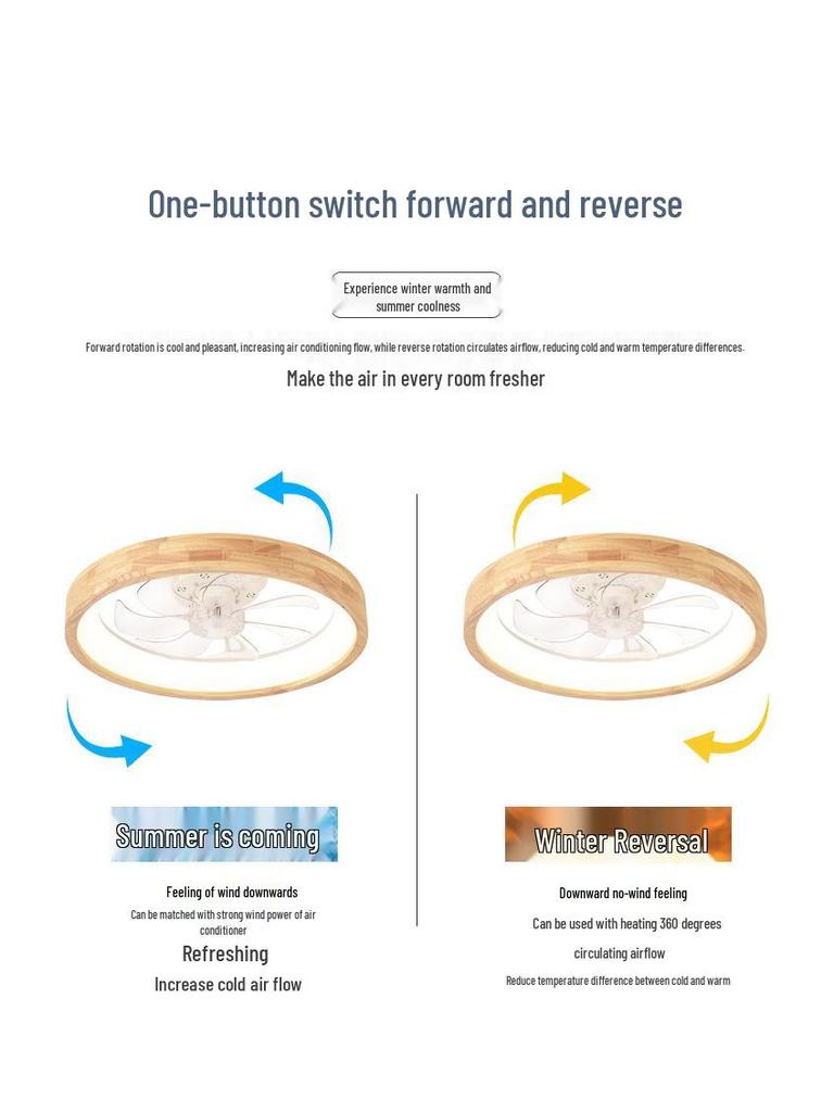 Japanese Solid Wood Ceiling Fan with Light - Variable Frequency for Bedroom, Living Room & Dining Room