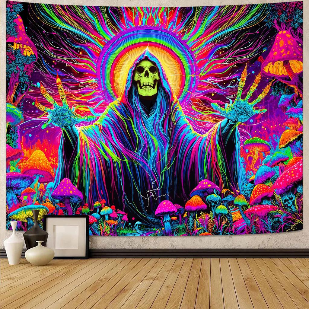 Rainbow Sea Turtle Tapestry, Colorful Underwater Print with Jellyfish & Coral, Wall Hanging for Bedroom Living Room Beach Decor