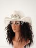 Women's Crystal Tassel Denim Bridal Hat with Pearls and Diamonds