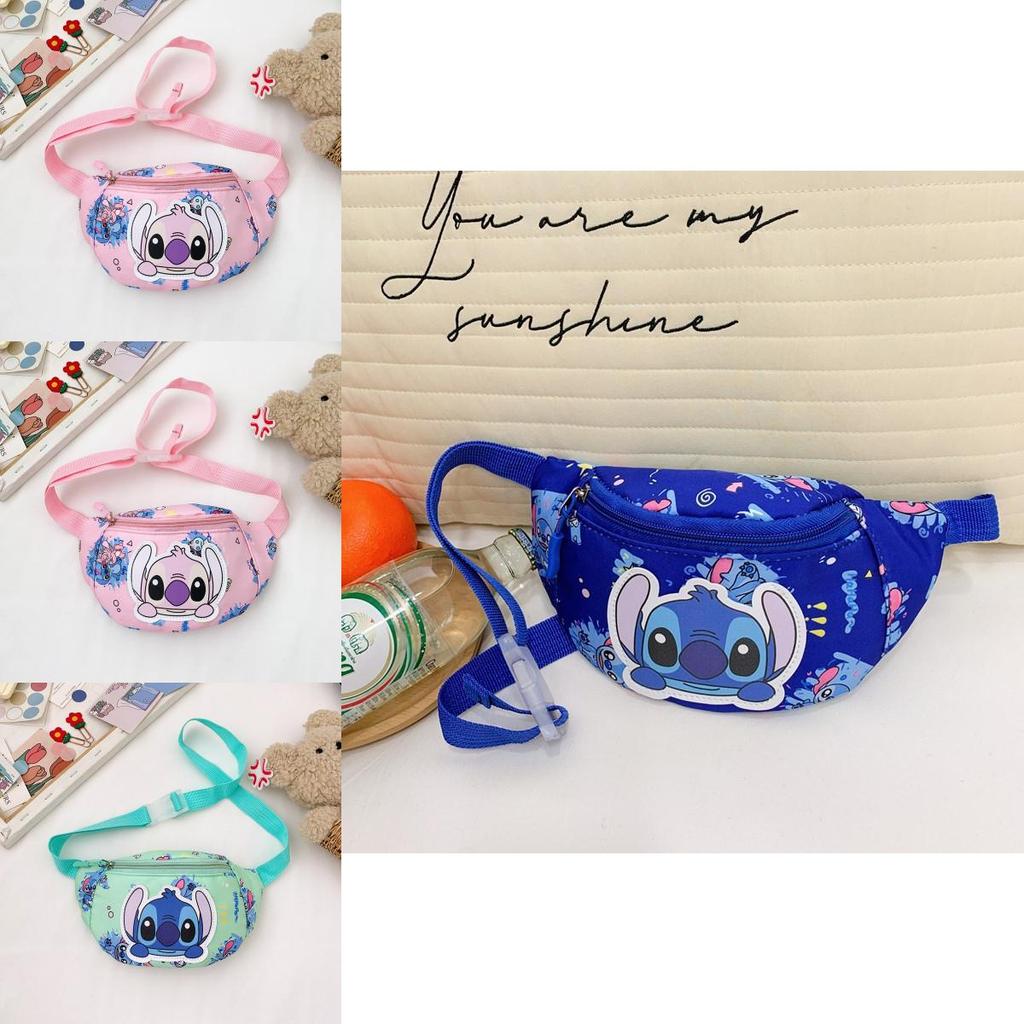 Lilo Stitch Cartoon Kids Waist Bag With Breathable Nylon For Daily Use