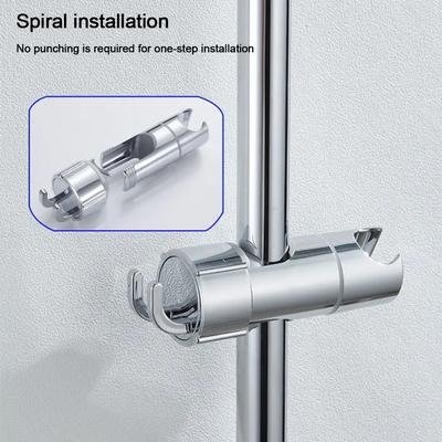 Round Pipe Shower Head Holder With Storange Hook Adjustable Bathroom Slide Bar Shelf Replacement Rotatable Riser Rail Bracket