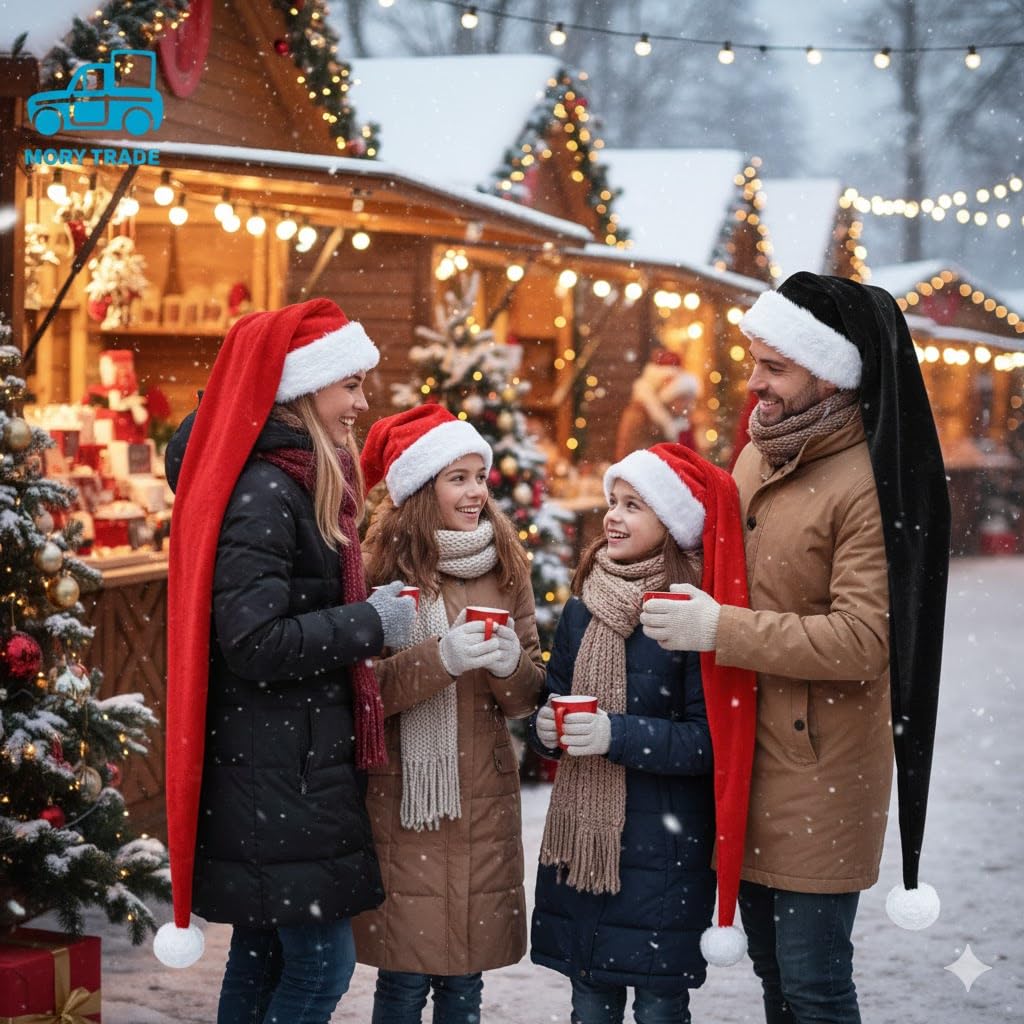 MORYTRADE Santa Hat, Santa Costume, Christmas Cosplay, Santa Claus, Extra Long, 1.5m (Red)