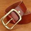 New Belt Men's Pure Copper Pin Buckle Belt Retro Casual Washing Top Layer Real Cowhide Trouser Belt Manufacturer Wholesale