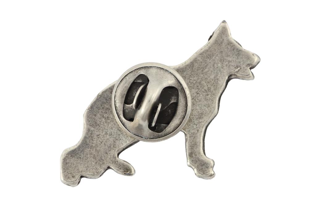 Alman Kurdu Köpeği, Alsas Kurt Köpeği II - Gümüş kaplama köpek broşu, zarif iğne, Art-Dog markasından ceket yaka süsü