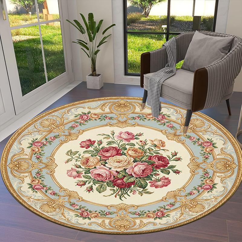 Rose Gorgeous Round Area Rug,Carpet Rug for Living Room Bedroom Sofa Playroom Decor,Non-slip Floor Mat62