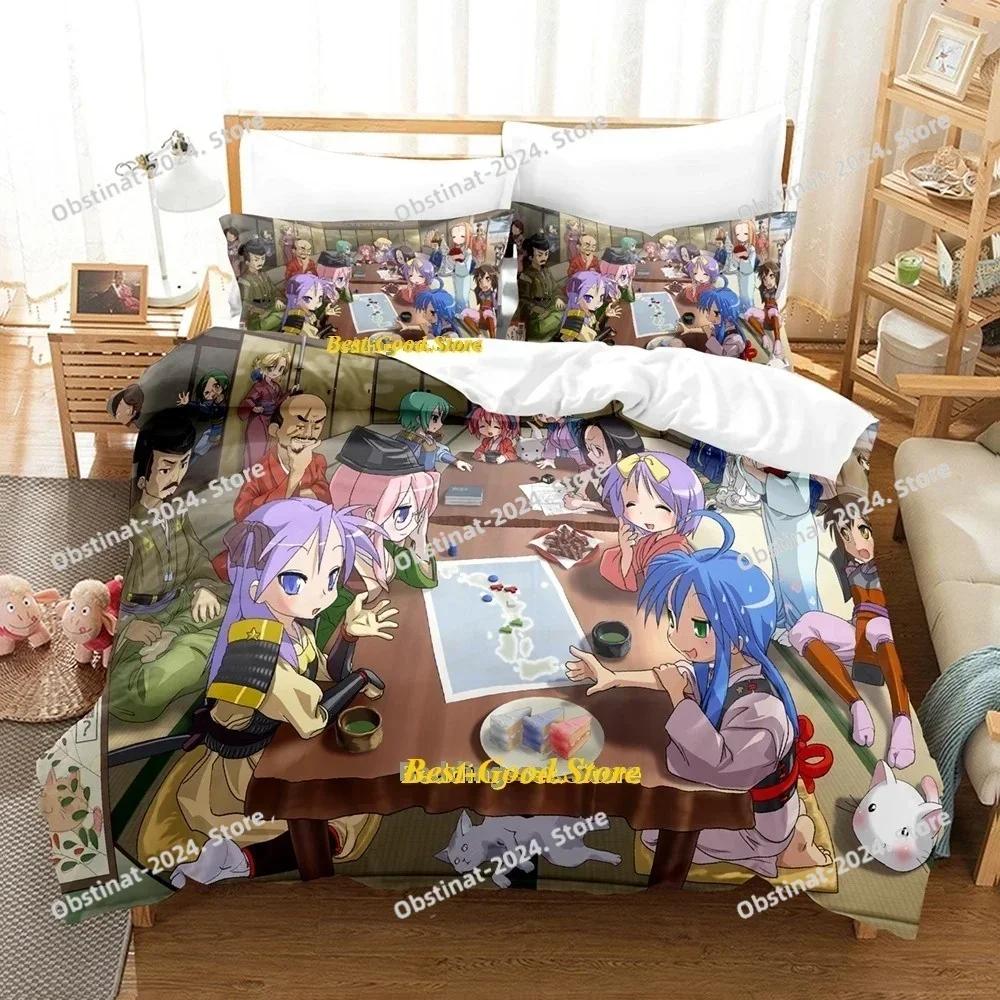 Top Lucky Star Konata Bedding Set Printed Single Comforter Quilt Bed Cover Duvet Cover Pillow Case 3 Pieces Sets Kids Adult Size