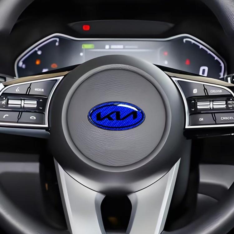AIL1 1 Stück 3D neuestes KIA KN Kohlefaser Lenkrad Emblem Aufkleber Auto Lenkrad Auto Innenraum Emblem Auto Styling Zubehör