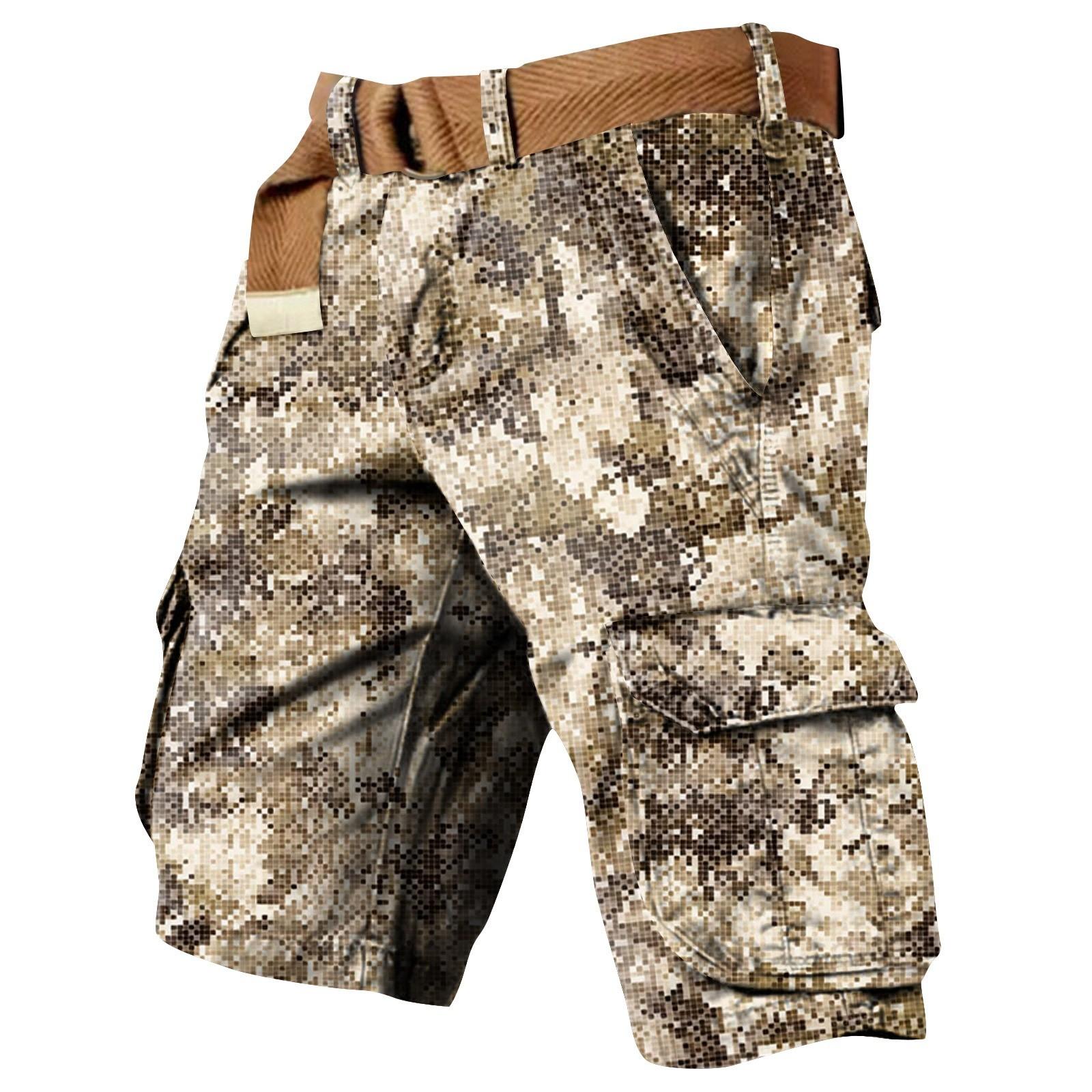 

Men s Independence Day Printed Multi Pocket Workwear Shorts L бежевий