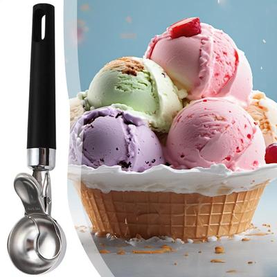 Stainless Steel Dua Purpose Ice Cream Scoop Ice Cream Scooper Multifunctional Fruit Scoop For Desserts Cupcakes Kitchen Gadgets
