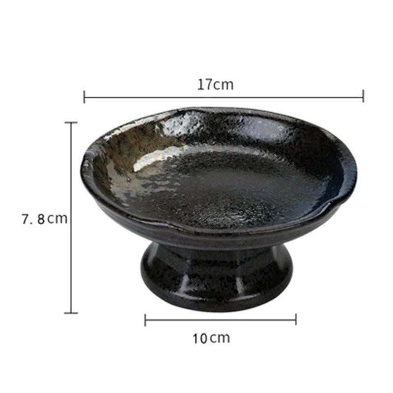 Creative Japanese ceramic plate with high feet saucer saucer snack tea dessert plates snack plate fruit plate bowls ramekin